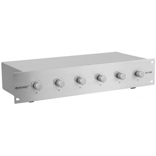 Omnitronic 6-ti zónový PA ovladač hlasitosti 10W mono, stříbrný