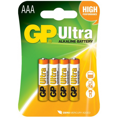 GP Ultra AAA baterie, 1.5V alkalické, 4ks