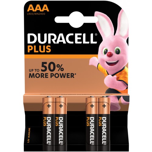 Duracell Plus AAA baterie, 1.5V alkalické, 4ks