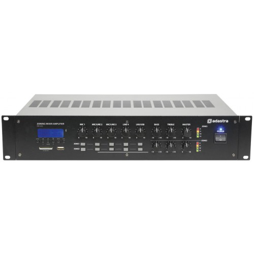 Adastra RM1202, 100V 2-zónový mixážní zesilovač, 2x120W, BT/MP3/FM