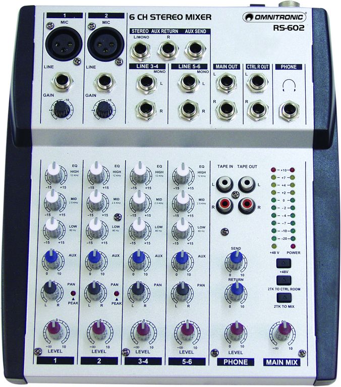 Omnitronic RS-602, 6-kanálový mixážní pult