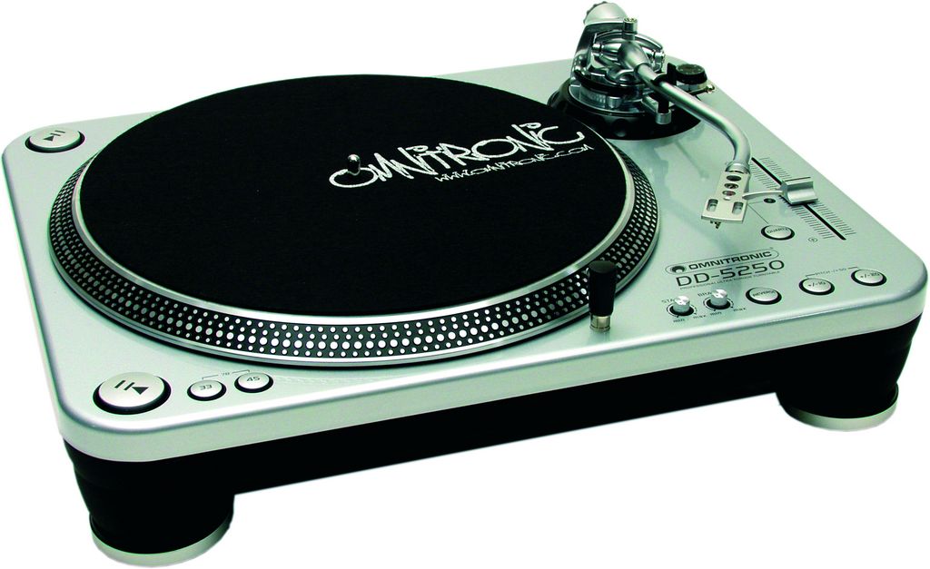 DJ gramofon s přímým náhonem, extrémně silný motor, stříbrný