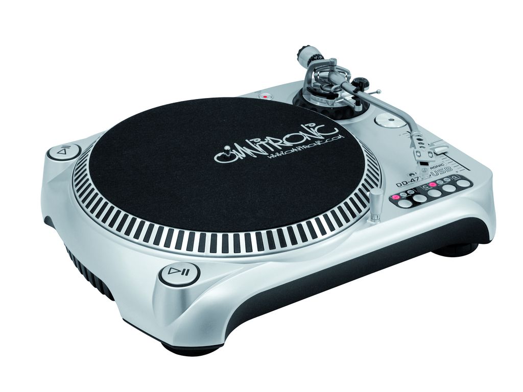 DJ gramofon s přímým náhonem a USB stříbrný