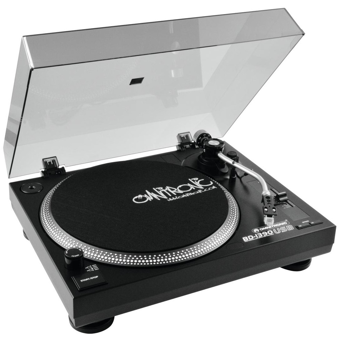 DJ USB gramofon s řemínkovým náhonem Omnitronic BD-1390 černý