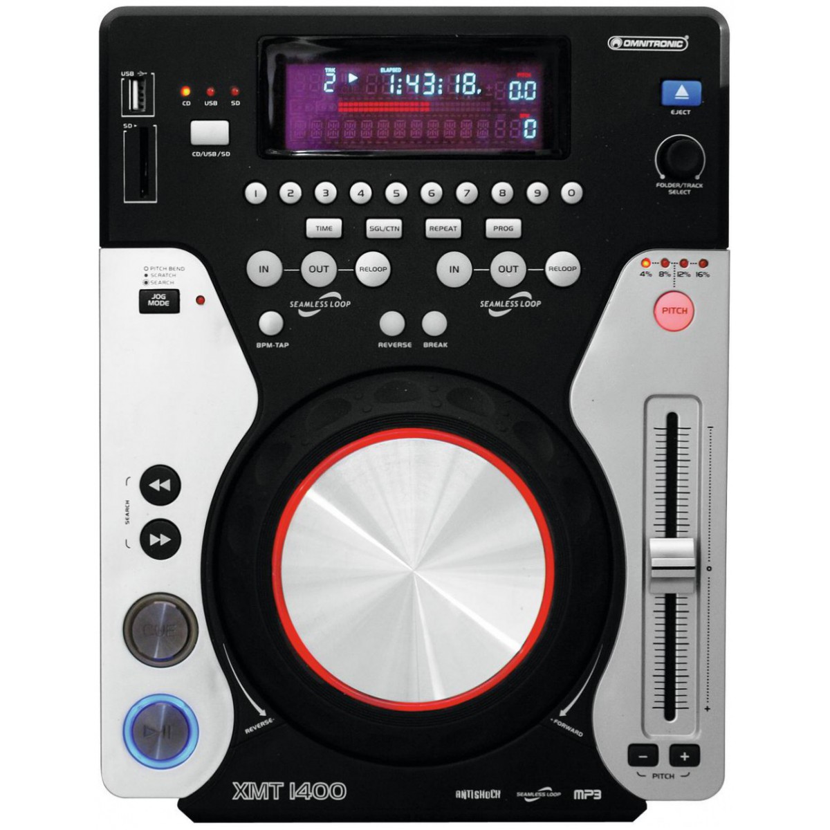 CD/USB/MP3 skrečovací přehrávač pro DJe Omnitronic XMT-1400