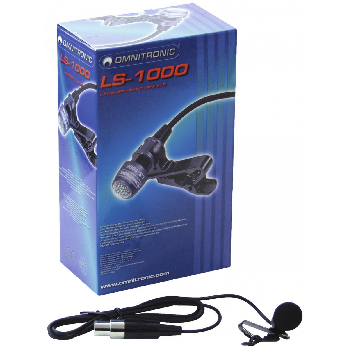 20g vážící klopový mikrofon Omnitronic LS-1000 XLR