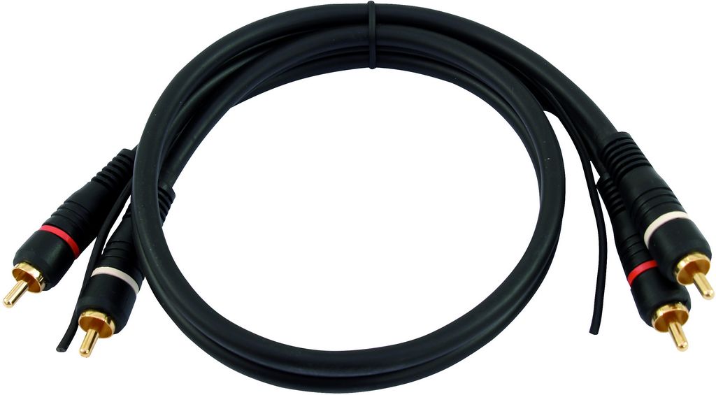 Kabel CC-06 2xRCA konektory červený/černý, 0,6 m, se zeměním