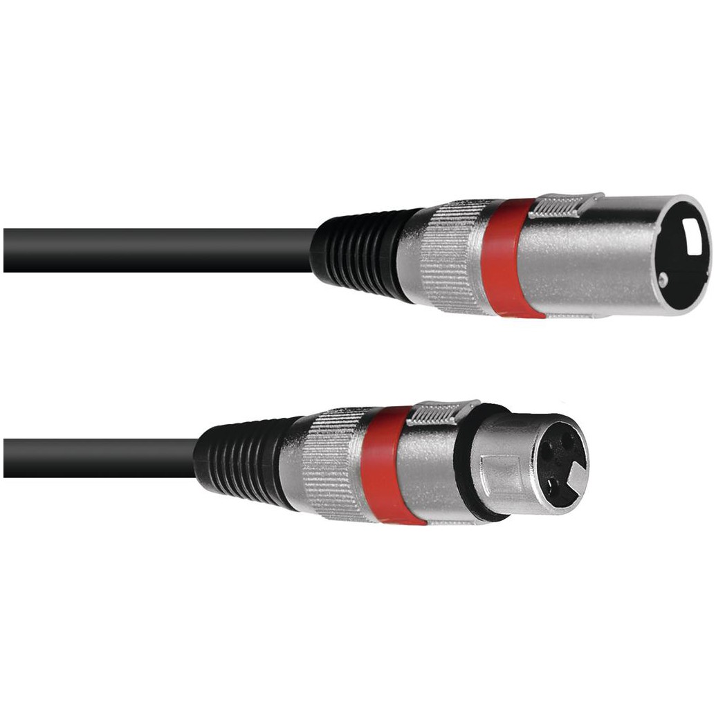 Kabel MC-10R, zástrčka - zásuvka, XLR, symetrický, červený, 1m