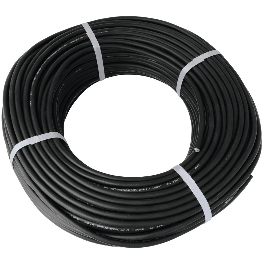 Kabel reproduktorový, 2x 4qmm, černý