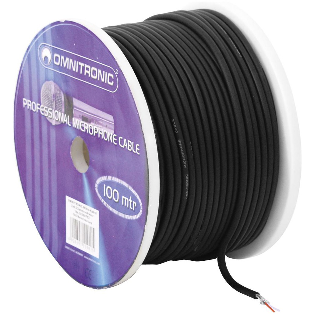 Omnitronic mikrofonní kabel, 2x 0,22qmm stíněný, černý