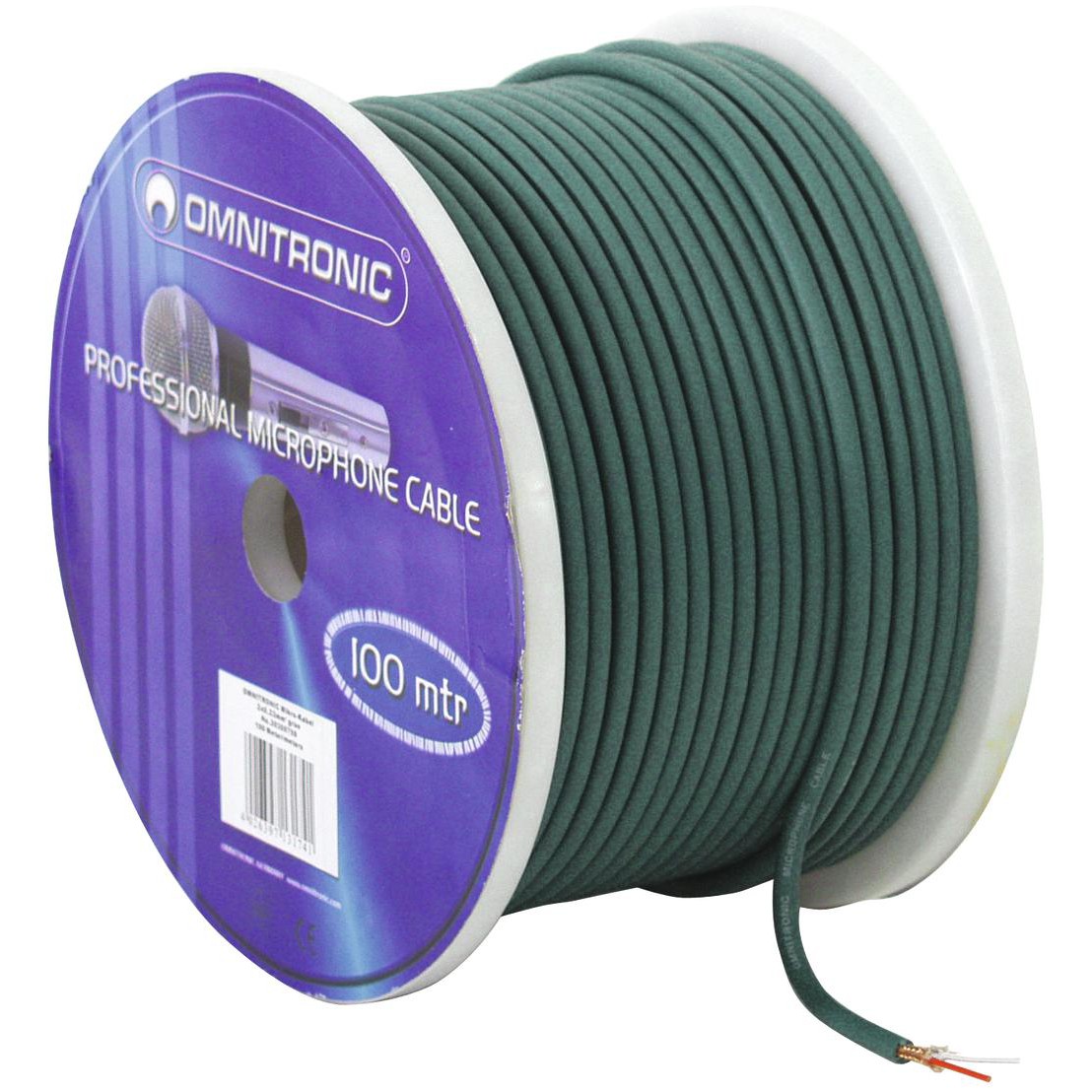 Omnitronic mikrofonní kabel, 2x 0,22qmm stíněný, zelený