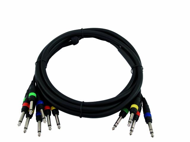 Snake kabel 4x Jack 6,3 stereo - 8x Jack 6,3 mono, 3 m
