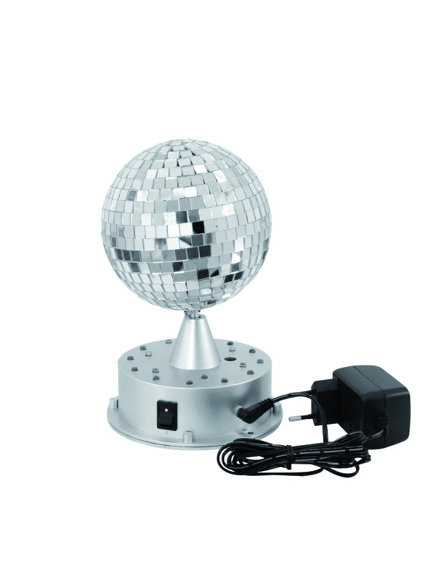 LED zrcadlová koule 13 cm, svítící základna