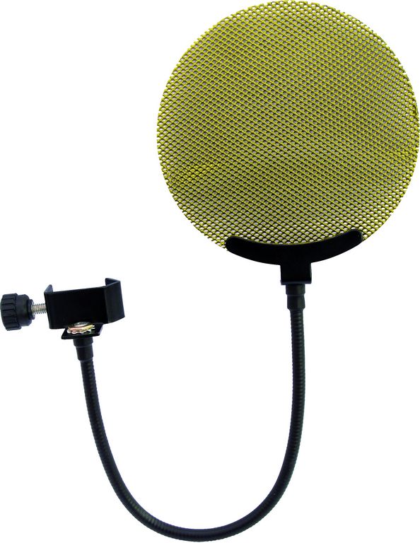 Mikrofonový plop filtr, kovový, zlatý