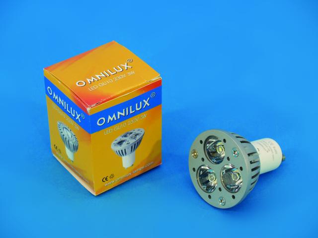230V GU-10 3x1W LED Omnilux, 3000K, chladič