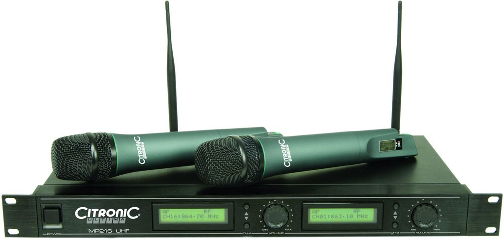 Citronic MP-216, UHF 863-865 MHz bezdrátový duální mikrofonní set