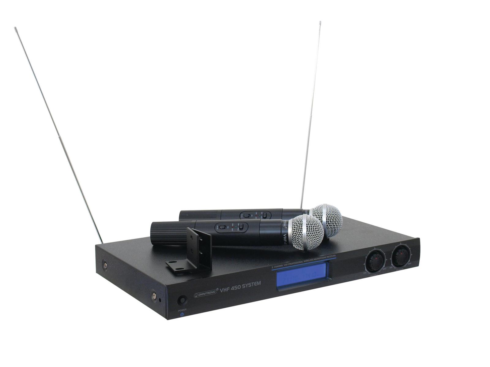 Omnitronic VHF-450, 2-kanálový bezdrátový mikrofonní set 174.100 MHz / 211.700 MHz