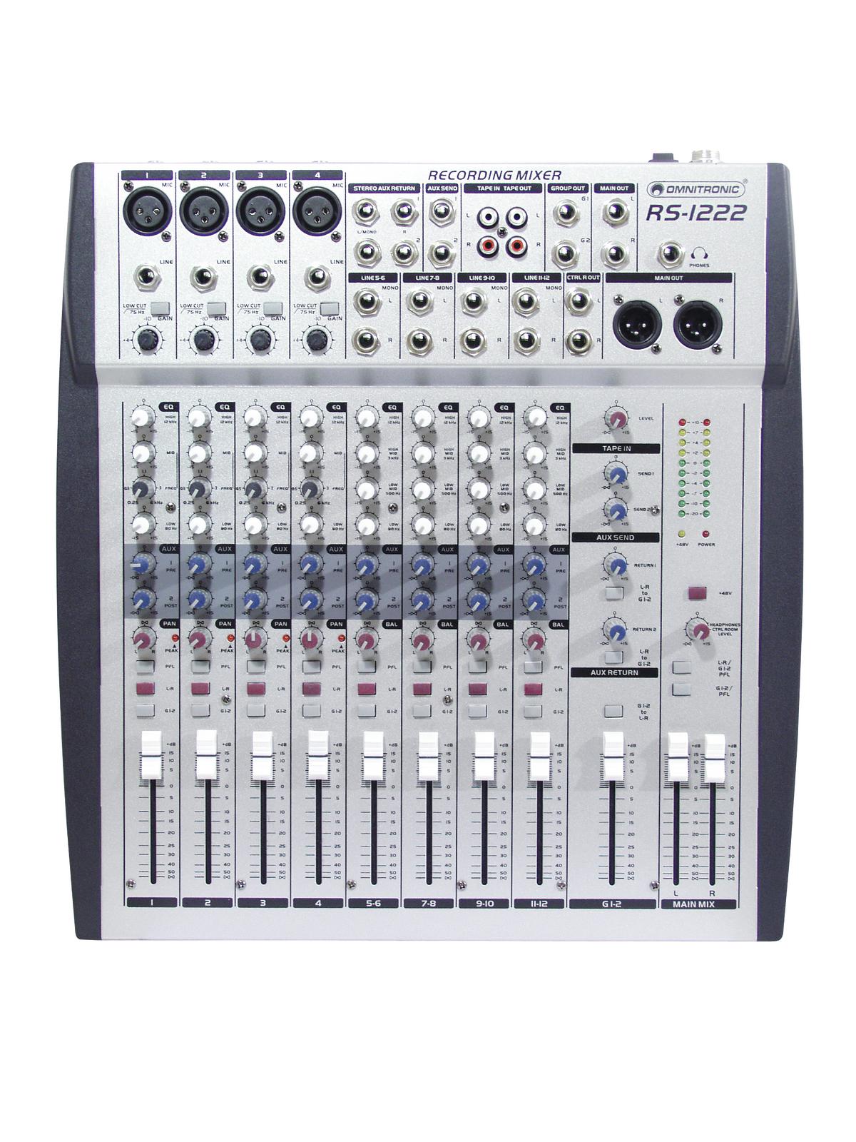 Omnitronic RS-1222, 12-kanálový mixážní pult