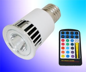 LED žárovka 5W RGB, E27, s dálkovým ovladačem