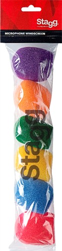 Stagg WS-S25/C6, kryty mikrofonní barevné, sada 6 ks
