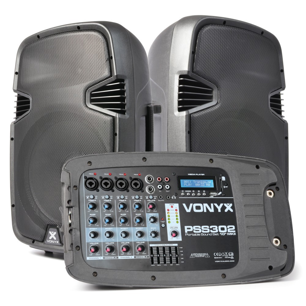 Vonyx PSS302, mobilní 2x10" zvukový systém, SD/USB/MP3/BT 2x150W