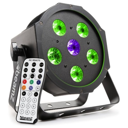 BeamZ LED FlatPAR reflektor 5x 6W TCL + 6W UV LED, RGB, DMX