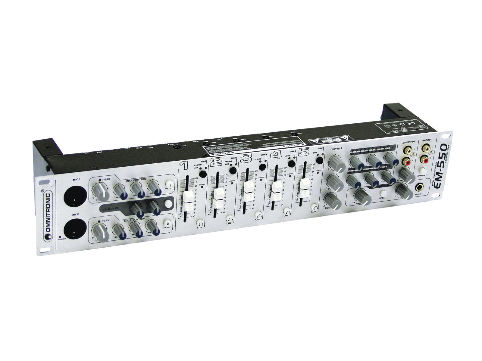 multifunkční 5+2 kanálový mixážní pult Omnitronic EM-550