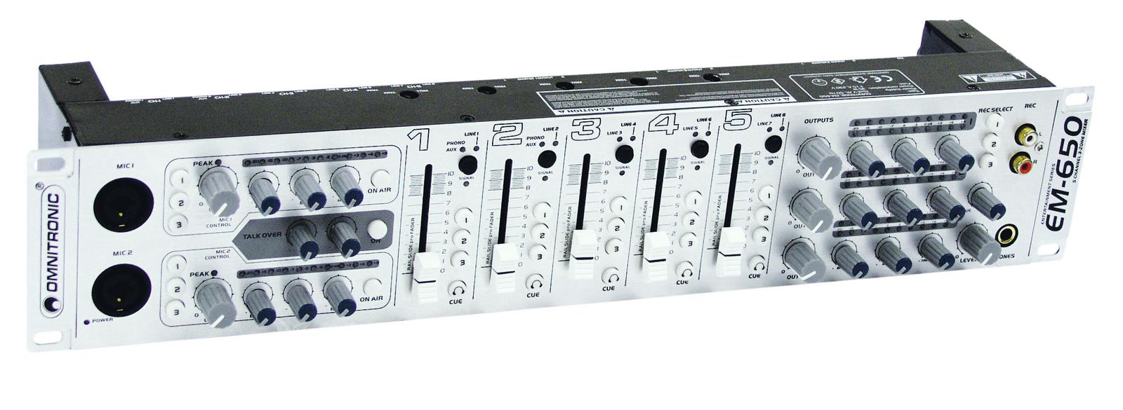 multifunkční 5+2 kanálový zónový mixážní pult Omnitronic EM-650