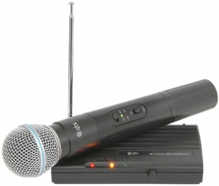 QTX VHF-45, bezdrátový 1 kanálový VHF mikrofon s frekvencí 174,5 MHz