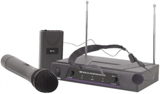 Bezdrátový mikrofon duální, ruční a hlavový mikrofon 173,8 + 174,8 MHz
