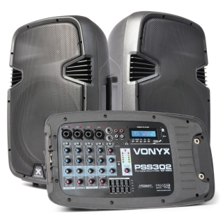 Vonyx PSS302, mobilní 2x10" zvukový systém MP3/BT s reprostojany