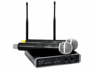Omnitronic UHF-102, bezdrátový mikrofonní set 2 kanálový, 825.3/864.1 MHz