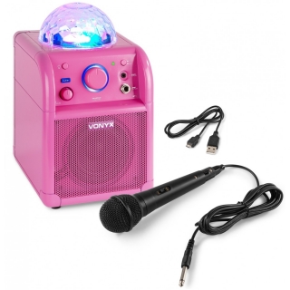 Vonyx SBS50P BT, karaoke reprobox s LED efektem, růžový