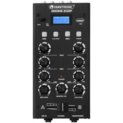 OMNITRONIC GNOME-202P, 2-kanálový, USB, MP3, Bluetooth, černý