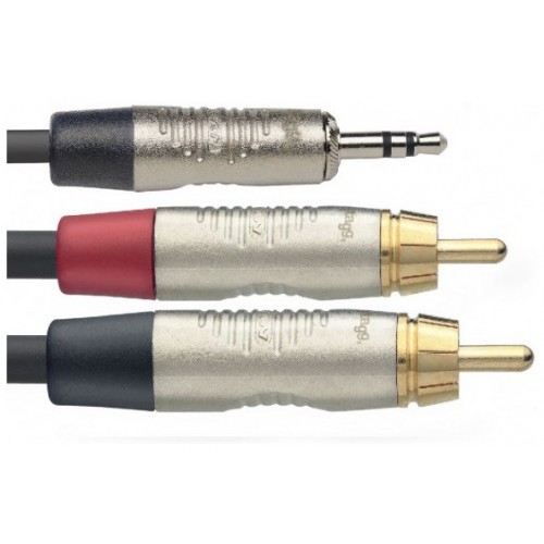 Stagg NYC1,5/MPS2CMR, kabel 2x RCA/mini JACK, 1,5m