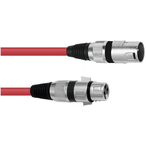 Kabel mikrofonní XLR-XLR 3pin, délka 3m, červený
