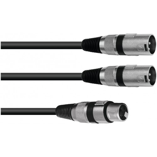 Kabel adaptér XLR samice / 2x XLR samec, délka 0,50 m, černý