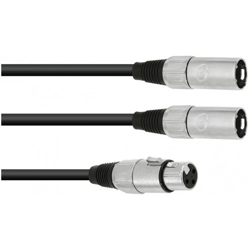 Kabel adaptér XLR samice / 2x XLR samec, délka 1 m,  černý