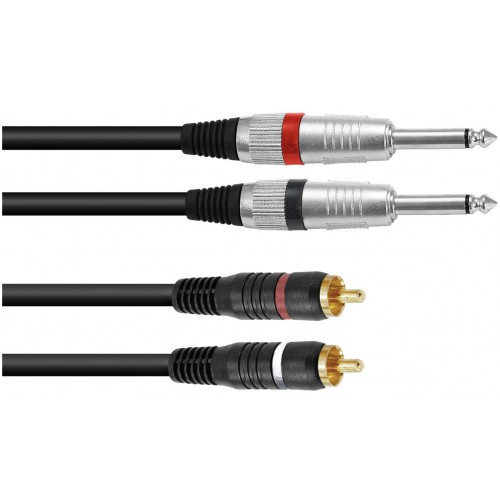 Kabel KC2-10 2x Jack 6,3 mono - 2x RCA, 1 m