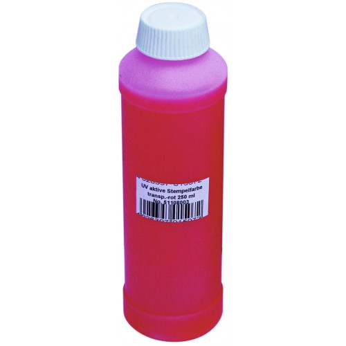 Eurolite UV aktivní razítkovací barva, transparentní červená, 250ml
