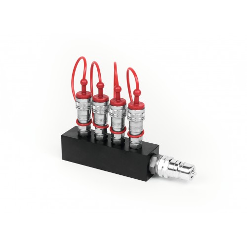 TCM FX CO2 distribuční blok (4x3/8 out to 1x3/8 in)