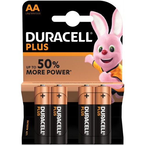 Duracell Plus AA baterie, 1.5V alkalické, 4ks